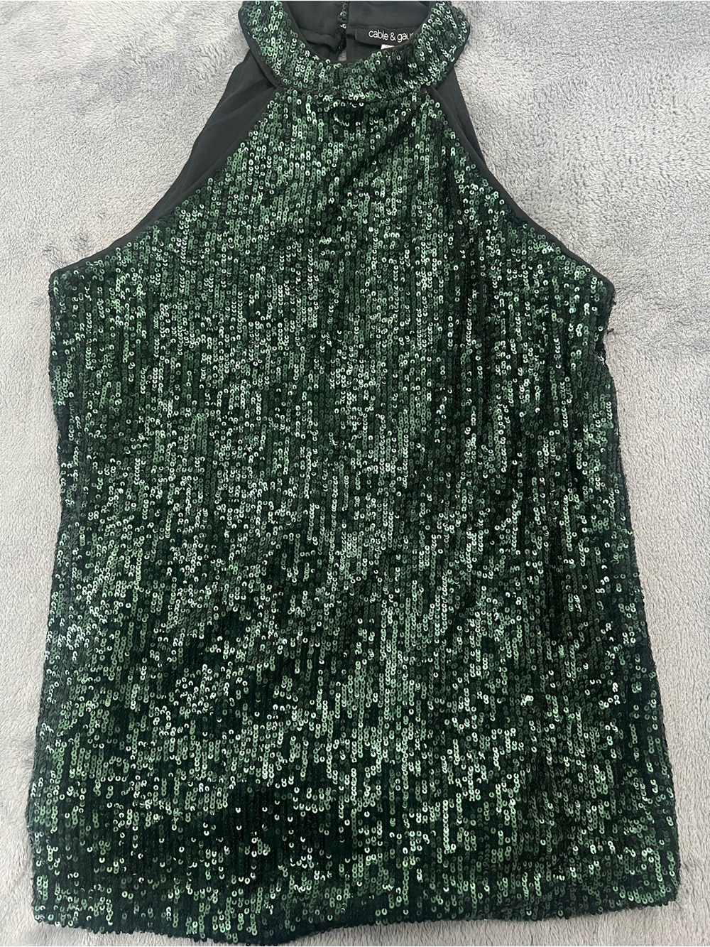 Cable & Gauge Forest Green Sequin Halter Top